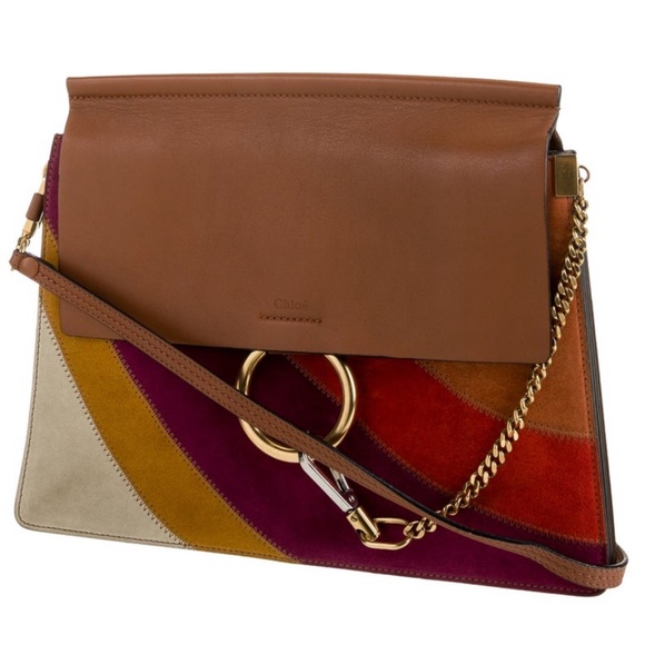 Chloe Multicolor Striped Patchwork Leather & Suede Crossbody Bag - Picture 2 of 5